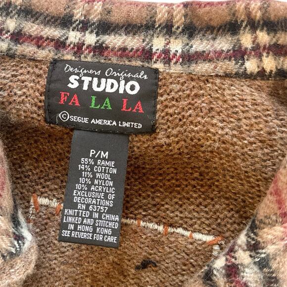 Vintage Designers Originals Studio Fa La La Full Zip Christmas Sweater Jacket PM - Picture 8 of 12